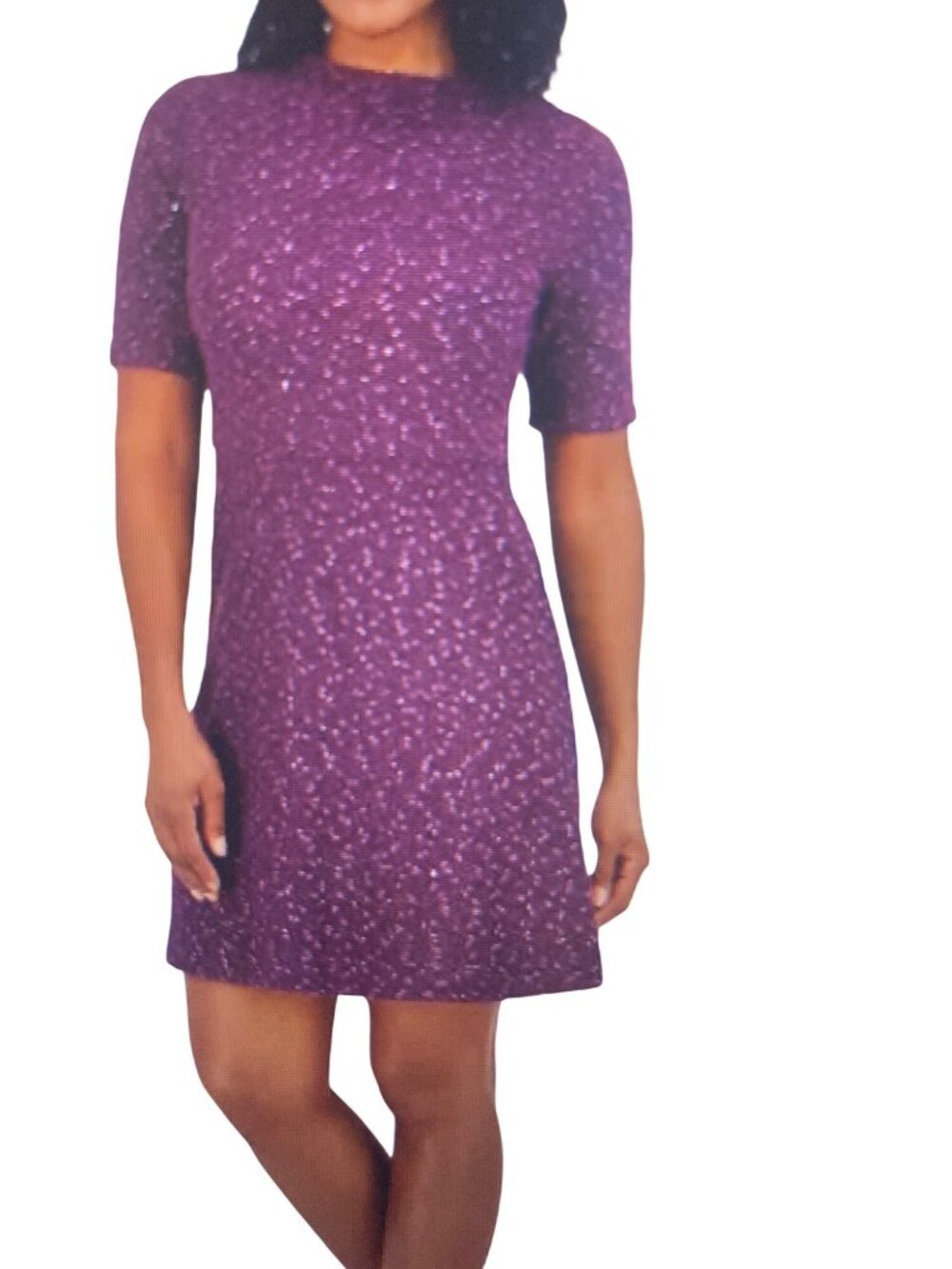 Jessica Howard Petite Bouclé Short-Sleeve Mini Dress16W Plum NWT